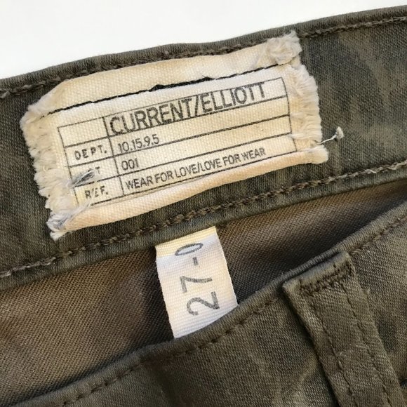 Current Elliott Soho Zip Stiletto Jeans Womens 27 Green Skinny Ankle Zip Stretch - Picture 7 of 13